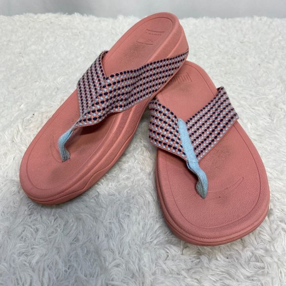 FitFlop Surfa Slip on Toe-Post Sandals in Pink Women's sz 8 Thong - Picture 2 of 6